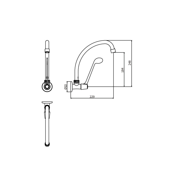 Llave de lavadero a la pared pico L 100LEL00 VAINSA
